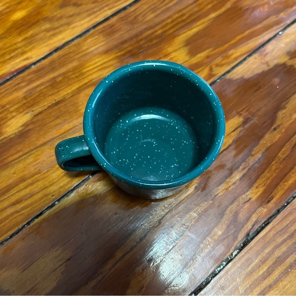 Small Camping Espresso Mug Enamel Green Speckle - Picture 2 of 7